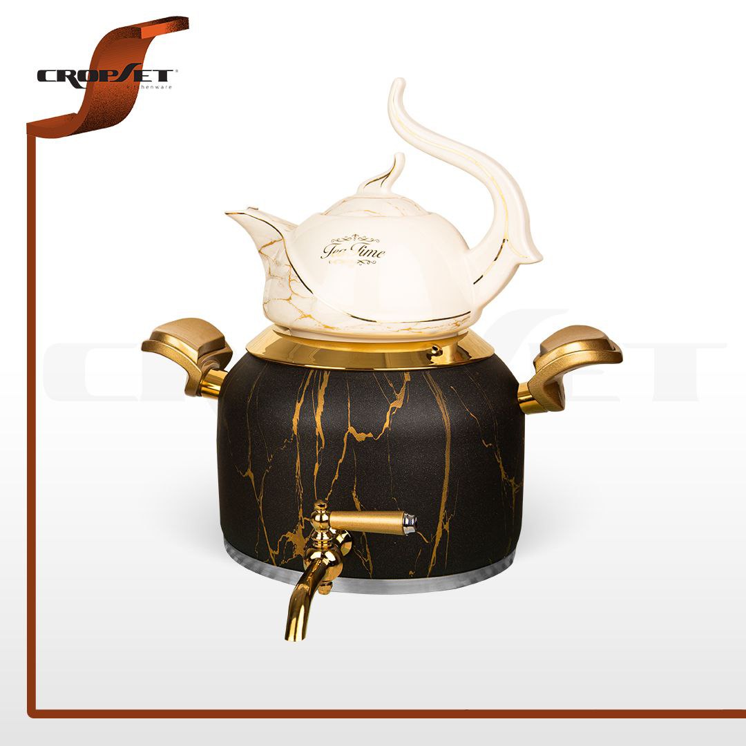 کتری قوری کروپ کف چدن ماربل کد 915 مشکی