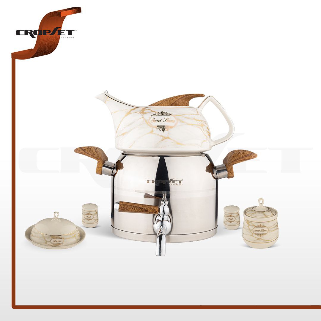 کتری قوری کروپ ست ماهور کف چدن کد3301 استیل