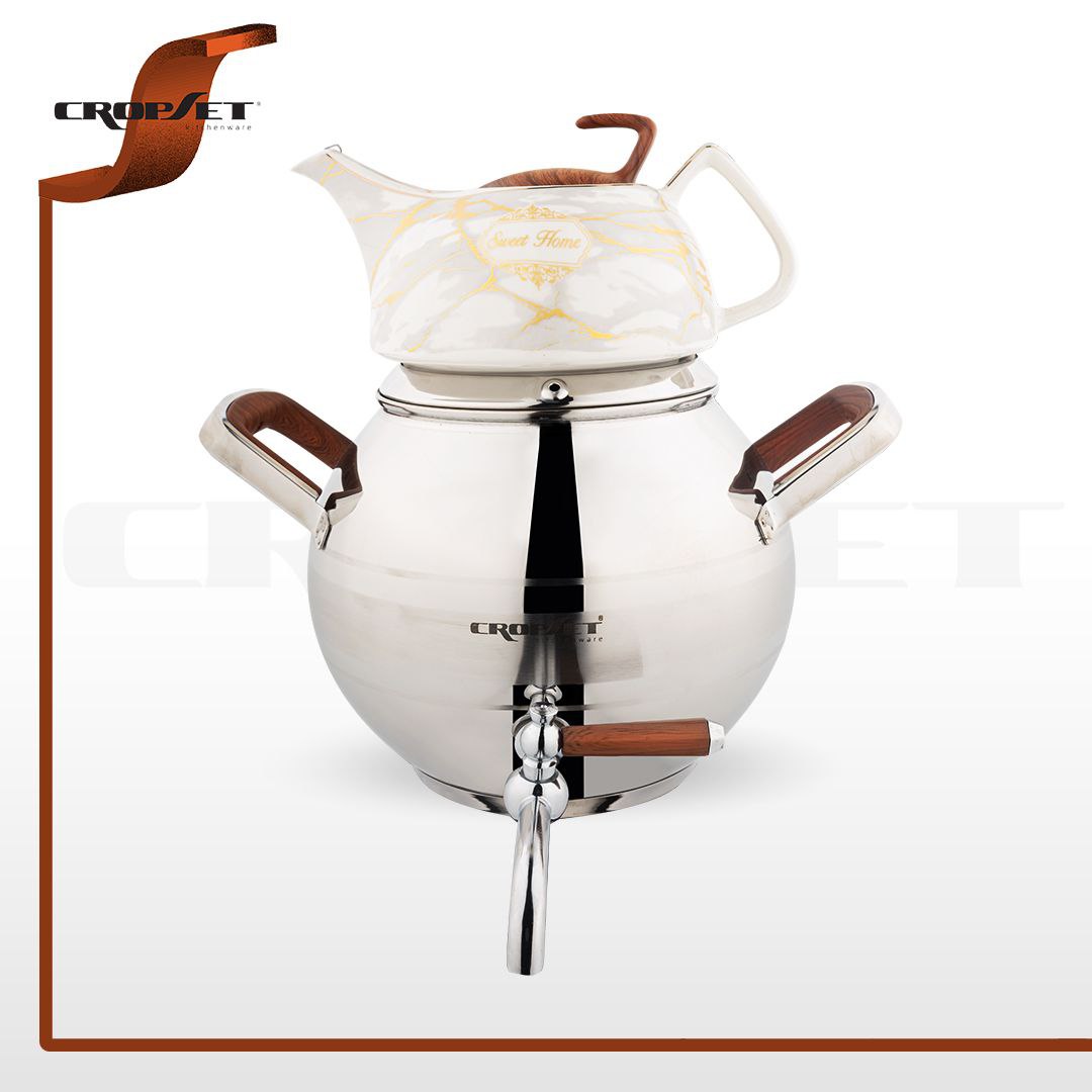 کتری قوری کروپ ست مدل کیانا کف چدن مات کد 1801 استیل