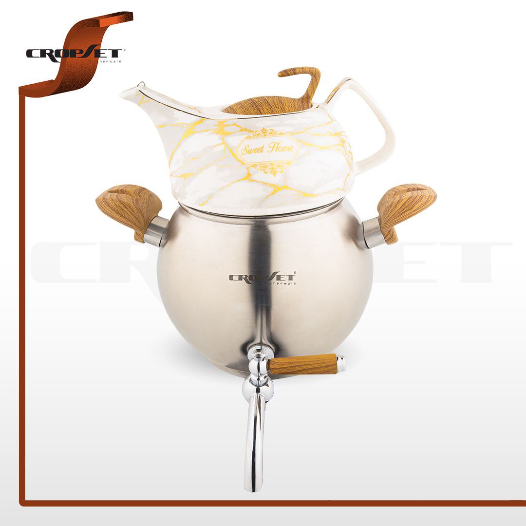 کتری قوری کروپ ست روشاک کف چدن کد1603 استیل