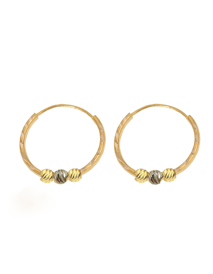 گوشواره طلا حلقه ای 3 گوی البرنادو