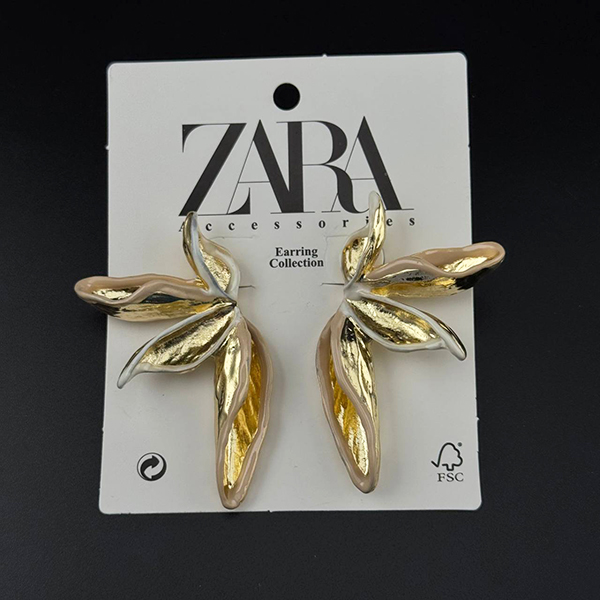 گوشواره برگ‌های طلایی براق زارا