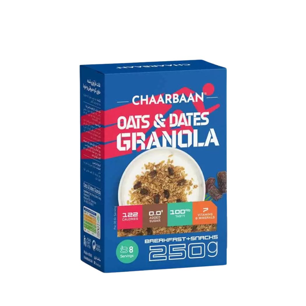 گرانولا جو دو سر و خرما (ورزشی) جعبه ای چاربان