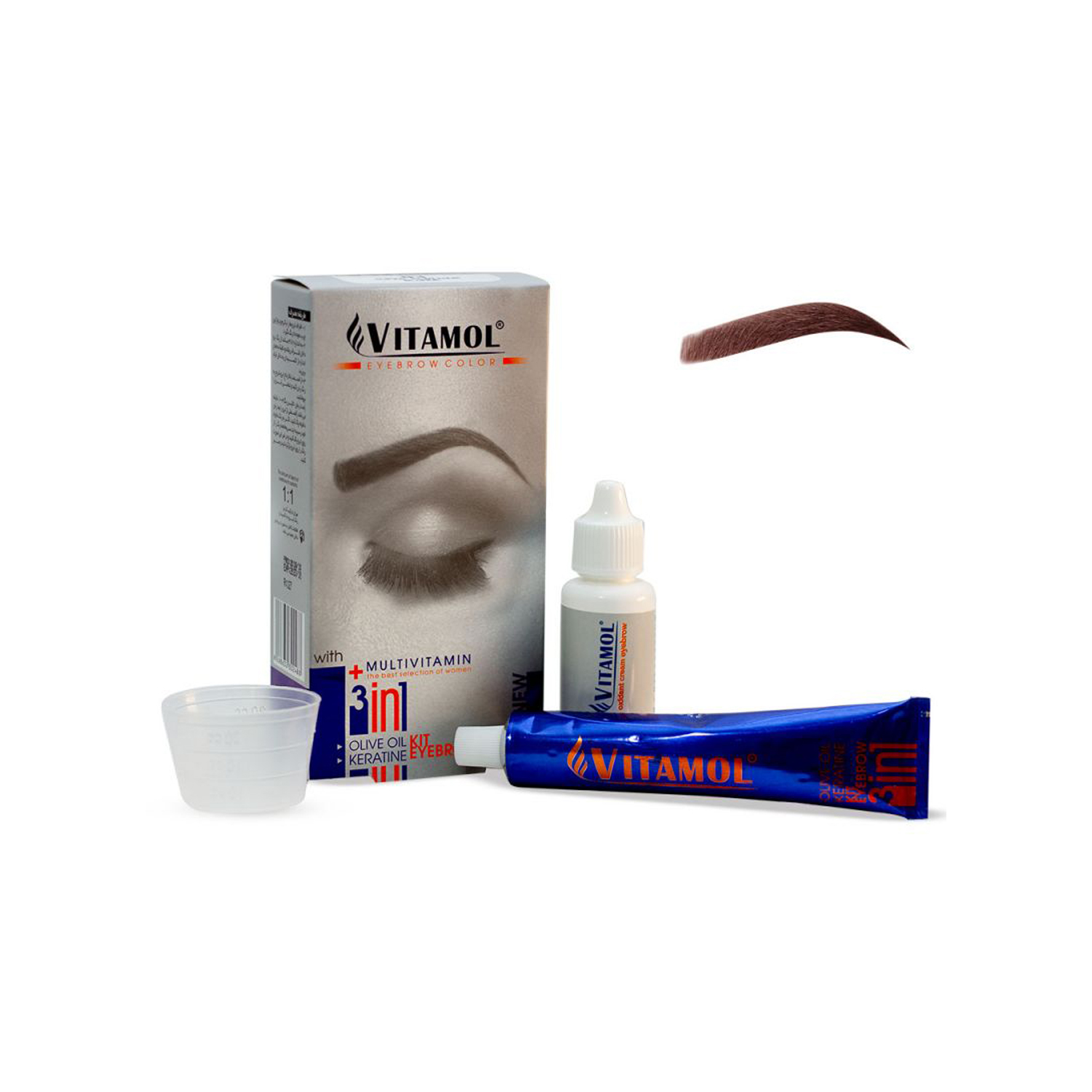 کیت رنگ ابرو ویتامول شماره K2 حجم 30 میلی لیتر رنگ کاپوچینو | Vitamol Eyebrow Color 30 ml No.K2