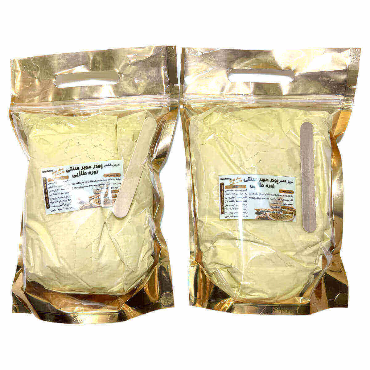 نوره زرنیخ دار طلایی اصل 1 به 6 – پودر موبر طبیعی (بسته بندی پاکتی یک کیلویی)