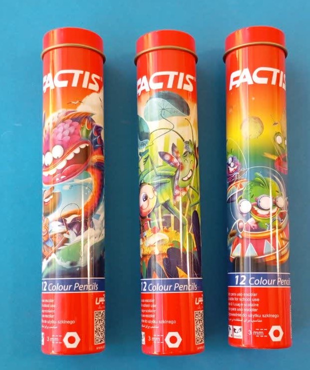 مداد رنگی 12 رنگ فکتیس جعبه استوانه ای