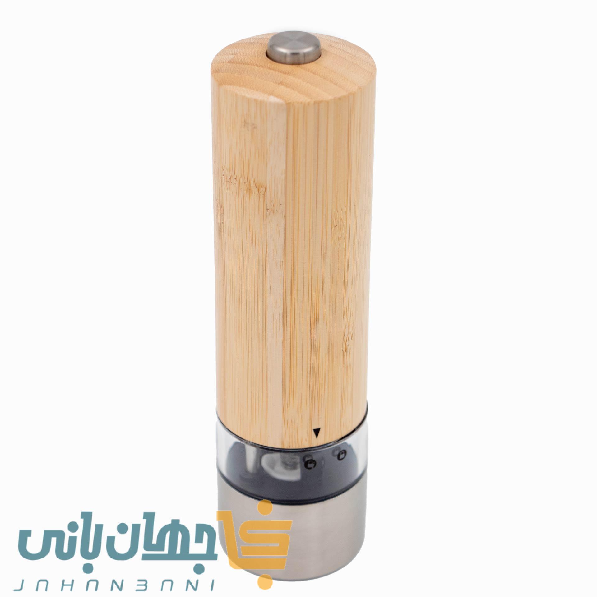 آسیاب نمک و فلفل شارژی بامبو استوانه‌ای (پس کرایه تیپاکس)
