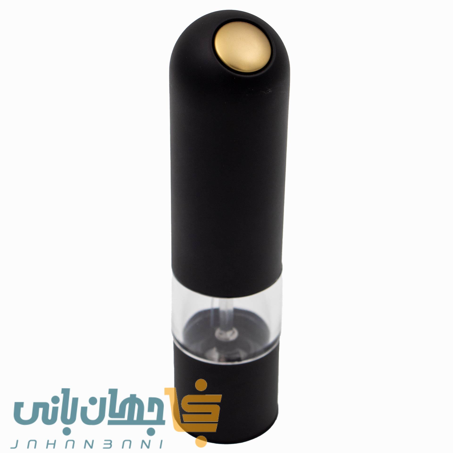 آسیاب ادویه برقی مشکی طلایی (نمک و فلفل) (پس کرایه تیپاکس)