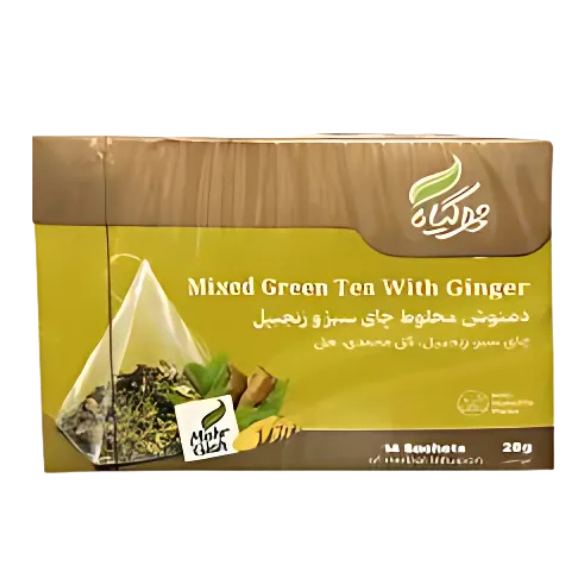 دمنوش گیاهی چای سبز و زنجبیل مهرگیاه 14 عدد