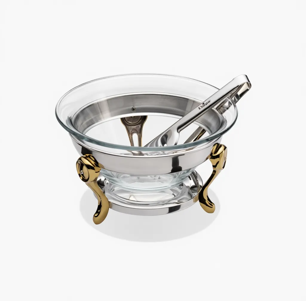 سوفله سالاد خوری نگین دار طلایی با انبر یونیک کد UN-3918 (پس کرایه)