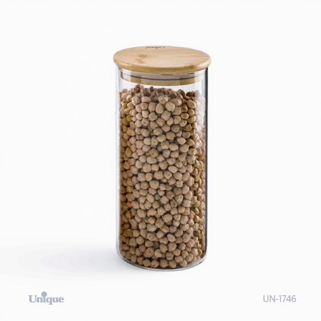 بانکه شیشه ای درب چوبی گرد 20سانت یونیک کد UN-1746 (پس کرایه)