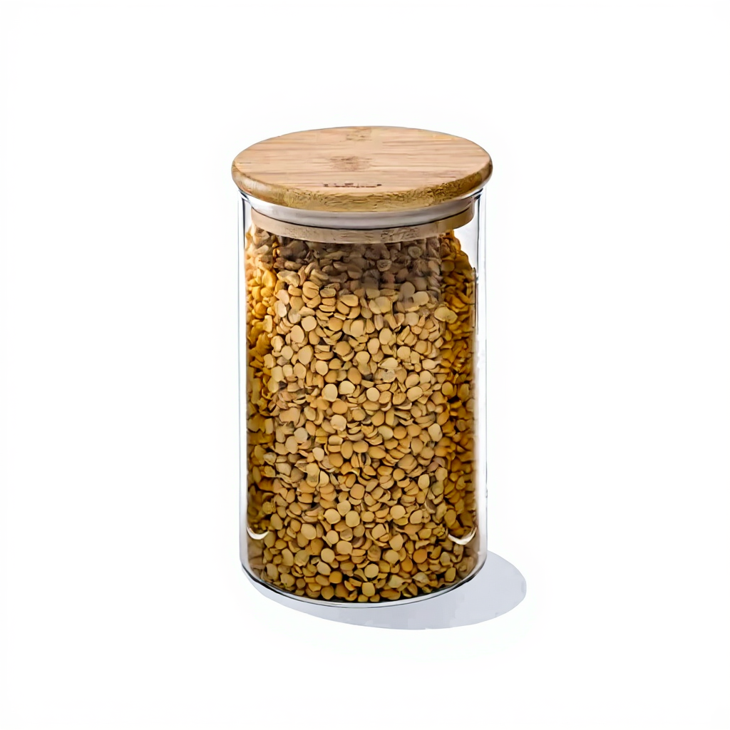 بانکه شیشه ای درب چوبی گرد 17سانت یونیک کد UN-1748 (پس کرایه)