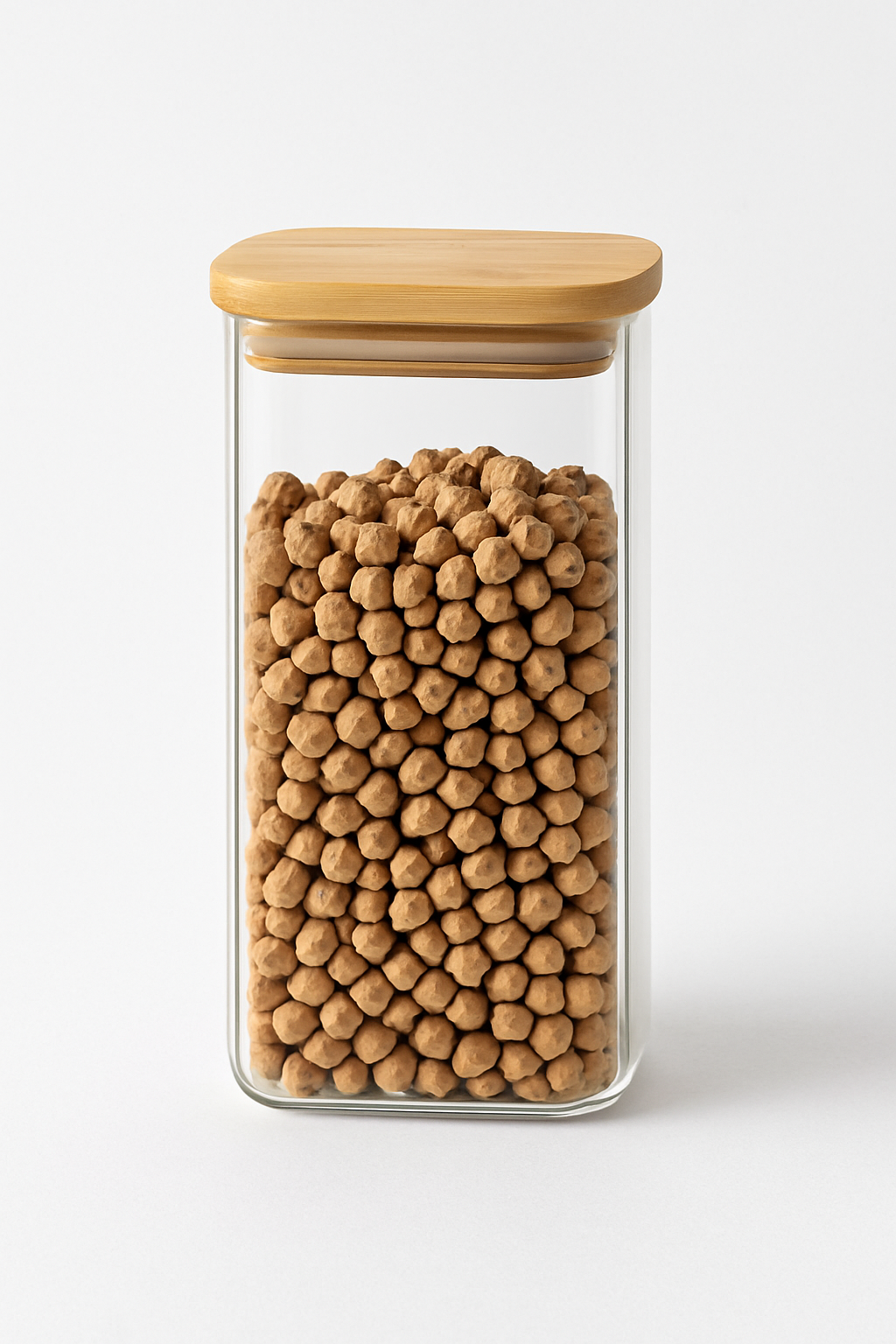 بانکه شیشه ای درب چوبی مربع 20سانت یونیک کد UN-1760 (پس کرایه)