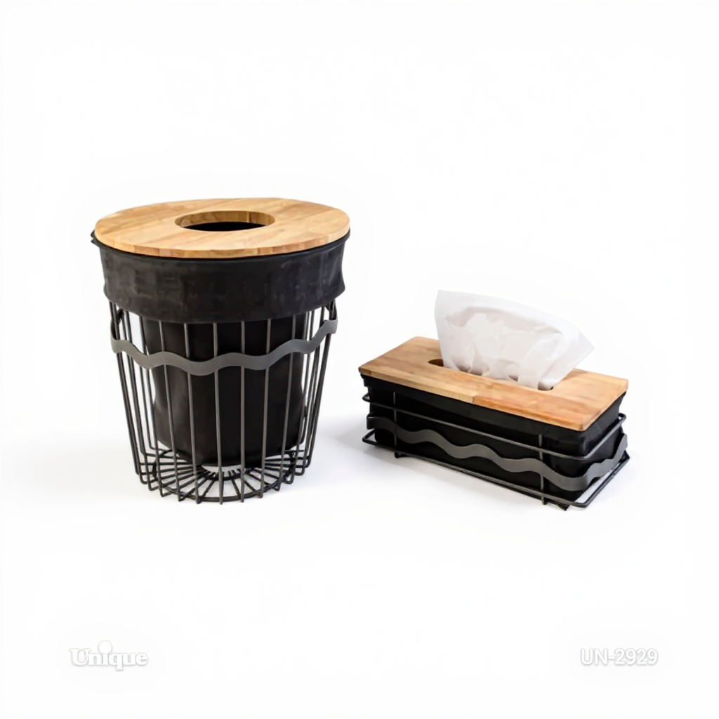 سطل و جای دستمال فلزی یونیک کد UN-2929 (پس کرایه)