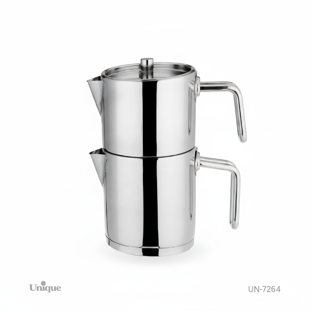 کتری و قوری 2لیتر کلاسیک استیل یونیک کدUN-7264 (پس کرایه)