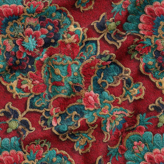 پارچه مخمل کوسن مبل طرح سه بعدی فرش ایرانی کد 5015387