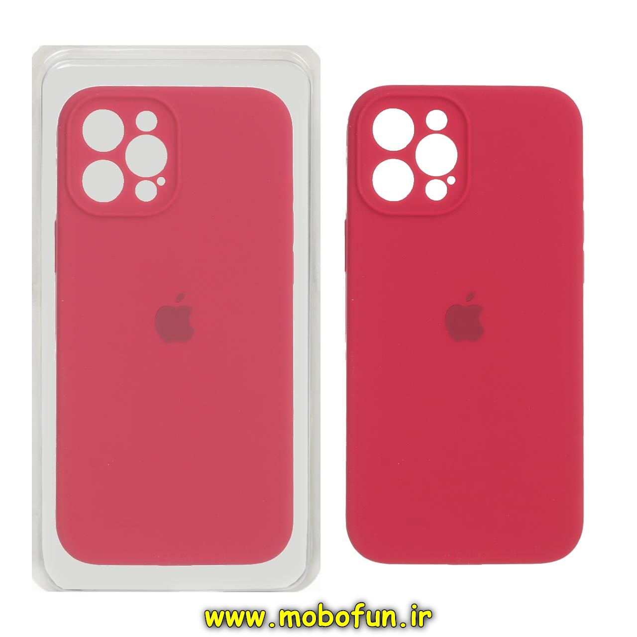 قاب گوشی iPhone 12 Pro Max آیفون سیلیکونی اورجینال پاک کنی درجه یک زیربسته محافظ لنز دار قرمز تیره کد 75725