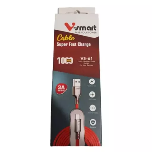 کابل شارژ V-Smart مدل VS-61 تایپ سی اورجینال طول یک متر