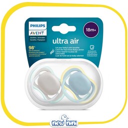 پستانک دو عددی 18 ماه اونت AVENT طرح ULTRA AIR GREY-BLUE