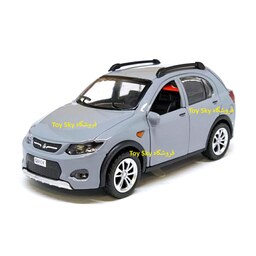 اسباب بازی ماکت ماشین فلزی - کوییک کوئیک معمولی - مقیاس 1.32 برند Alloy Car - عقبکش و موزیکال و چراغدار - رنگ طوسی
