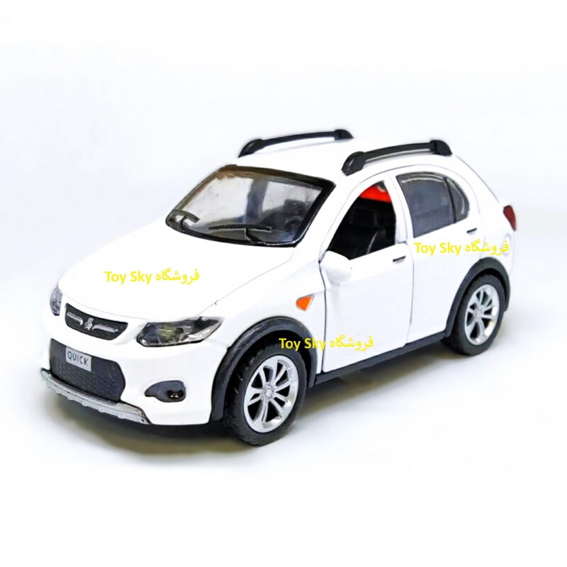 اسباب بازی ماکت ماشین فلزی - کوییک کوئیک معمولی - مقیاس 1.32 برند Alloy Car - عقبکش و موزیکال و چراغدار - رنگ سفید