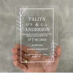 کارت دعوت عروسی پلکسی شفاف با حک متن و نام دلخواه با طراحی رایگان متناسب با سلیقه شما برای عکاسی و فرمالیته