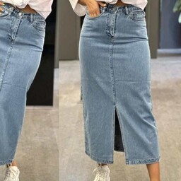 دامن جین بلند سایز 36 تا 48 ارسال رایگان