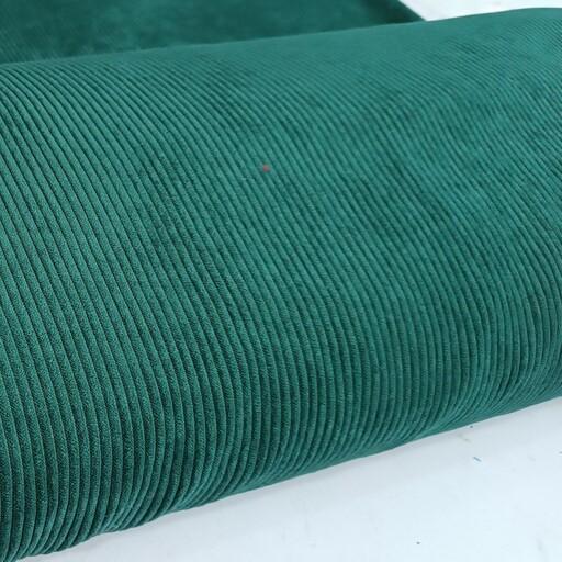 پارچه مخمل کبریتی درشت درجه یک رنگ سبز کله غازی کیفیت عالی