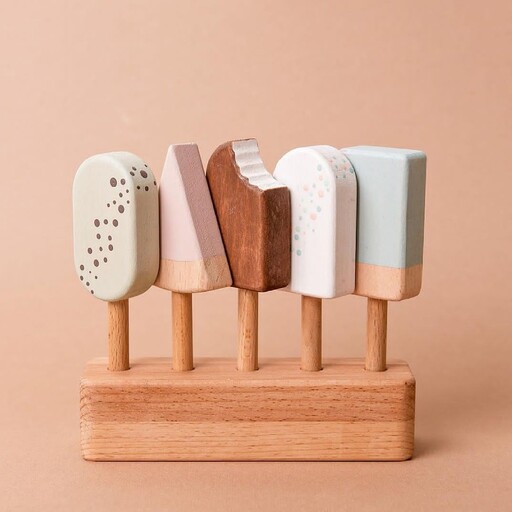 اسباب بازی چوبی بستنی 5 عددی رنگ بنوی به سلیقه شما