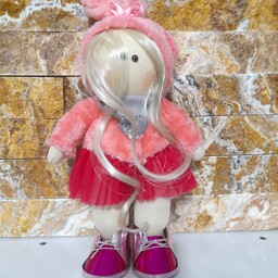 عروسک دخترانه با موهای بلند مخصوص تزئین کردن و جعبه باکس داخل شیشه