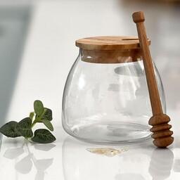ظرف عسل خوری شیشه ای در چوبی امپریال 