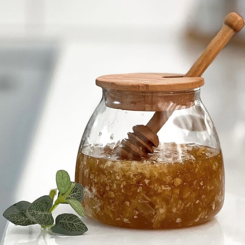 ظرف عسل خوری شیشه ای در چوبی امپریال 