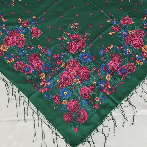 روسری ترکمن نخ ابریشم ریشه کاموایی قواره بزرگ در چند رنگ کاربردی