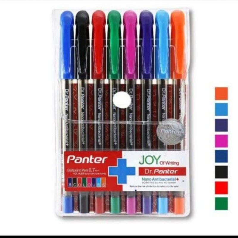 خودکار نوک تیز رنگی 8 رنگ کیفی درجه یک مارک پنتر   خودکار رنگی پنتر  خودکار