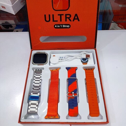 ساعت سری 8 ultra تمام صفحه 49mm دارای 4 عدد دستبند دارای شارژر وایرلس و نگهداری شارژ بالا کیفیت لمس بسیار عالی