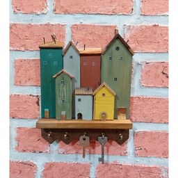 جاکلیدی دیواری چوبی طرح خانه های رویایی کد 5253