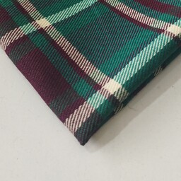 پارچه پشمی چهارخونه درجه یک رنگ سبز و زرشکی