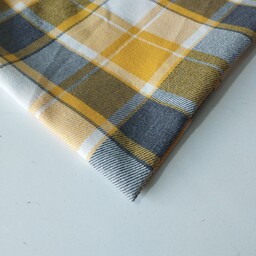 پارچه پشمی چهارخونه درجه یک رنگ زرد و طوسی