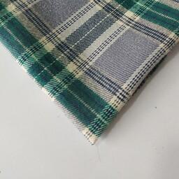 پارچه پشمی چهارخونه درجه یک رنگ طوسی و سبز