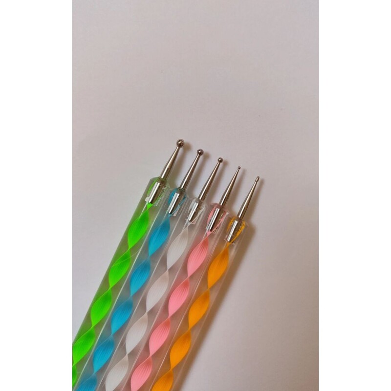 قلم داتینگ(نقطه زن) پک 5 عددی برای طراحی ناخن(هر قلم سایز متفاوت هست)