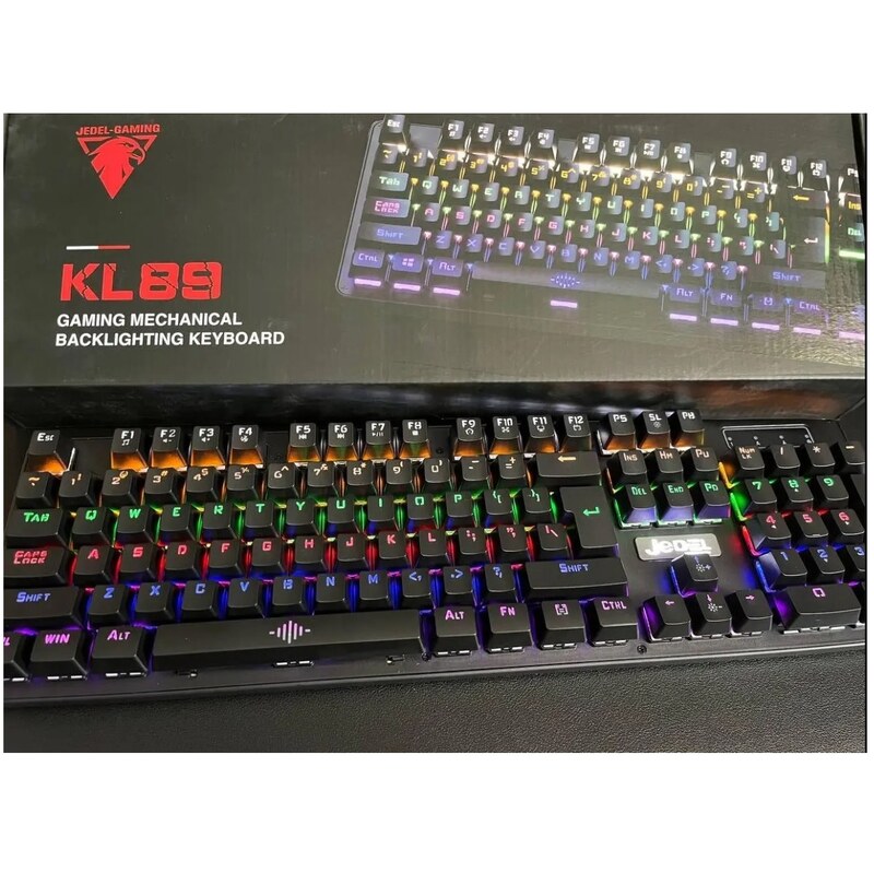 کیبورد مکانیکال گیمینگ JEDEL KL89 دارای RGB و 8 رنگ متنوع