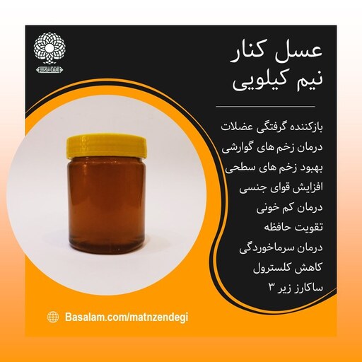 عسل کنار نیم کیلویی (کیفیت تضمینی و طبیعی)