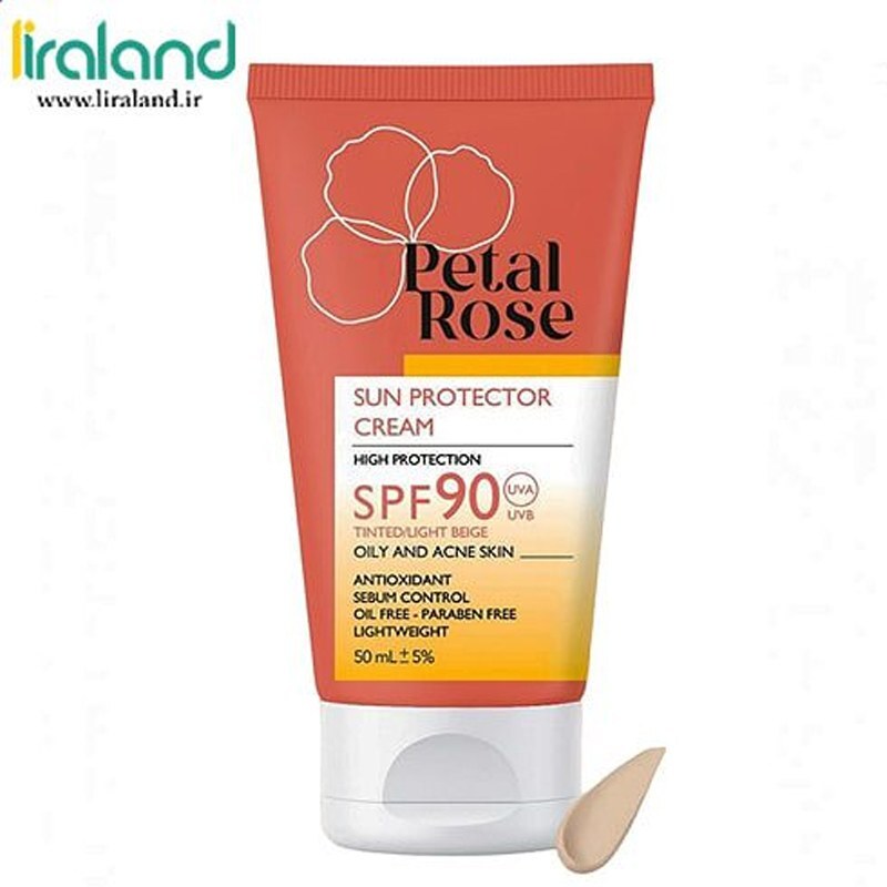 کرم ضد آفتاب رنگی SPF90 برای پوست چرب Petal Rose (رنگ بژ روشن) حجم 50ML