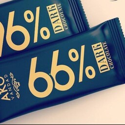 شکلات تلخ 3 گرمی برند آکو با درصد تلخی 66 درصددر بسته بندی های 1 کیلو گرمی