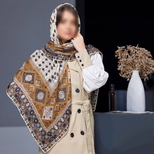 روسری نخی گارزا زنانه دوروچاپ دور دست دوز قواره 130 در 130 طراحی بسیار زیبا و سرخور عالی مناسب چهارفصل در 8 رنگ جذاب