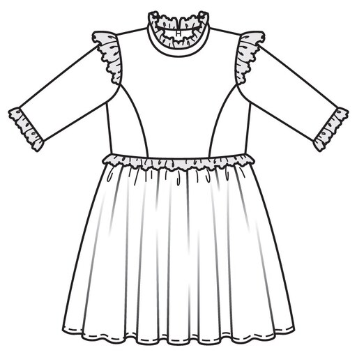 الگو خیاطی پیراهن مجلسی دخترانه  بوردا کد 1395 سایز 8 تا 12 سال متد مولر