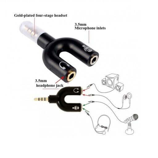 تبدیل 1 نری به 2 مادگی جک 3.5 میلی متری طرح U 