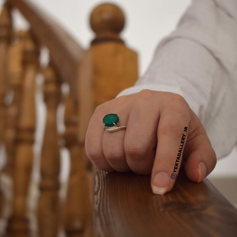 انگشتر نقره زنانه عقیق سبز