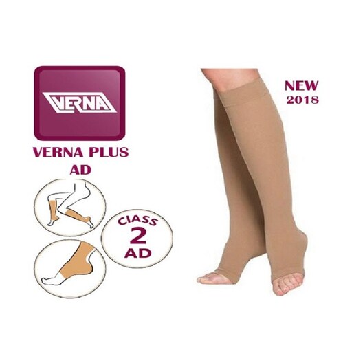  جوراب واریس ورنا معمولی کفه دار تا زیر زانو verna varicose socks AD سایز M و L (مدیوم و لارج)