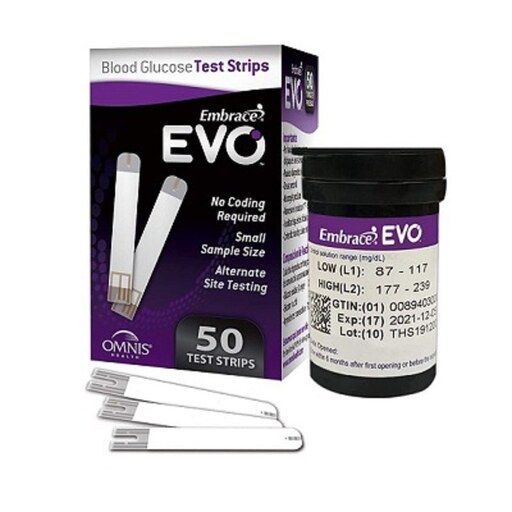 نوار تست قندخون اوو Evo Blood sugar test strip بسته 50 عددی انقضا تا 2025